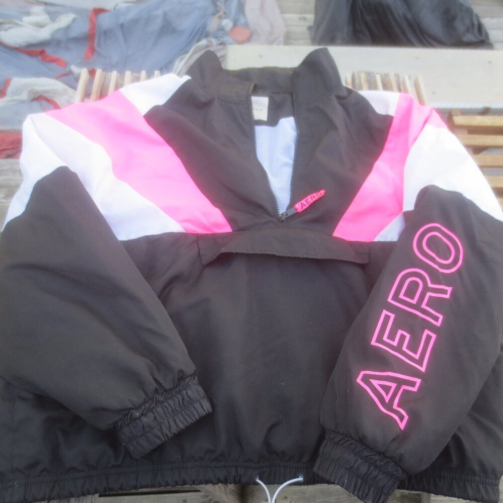 Retro Old School Aeropostale Women's Pullover Polyester Windbreaker Jacket - XL